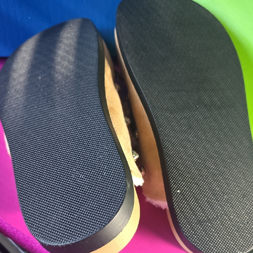 Studded Suede Shearling-Trim Mule Clogs worn once around the house - Picture 4 of 15